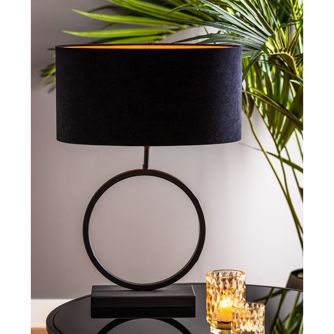 Light en Living Lampenkap ovaal recht VELOURS zwart-taupe - diverse maten