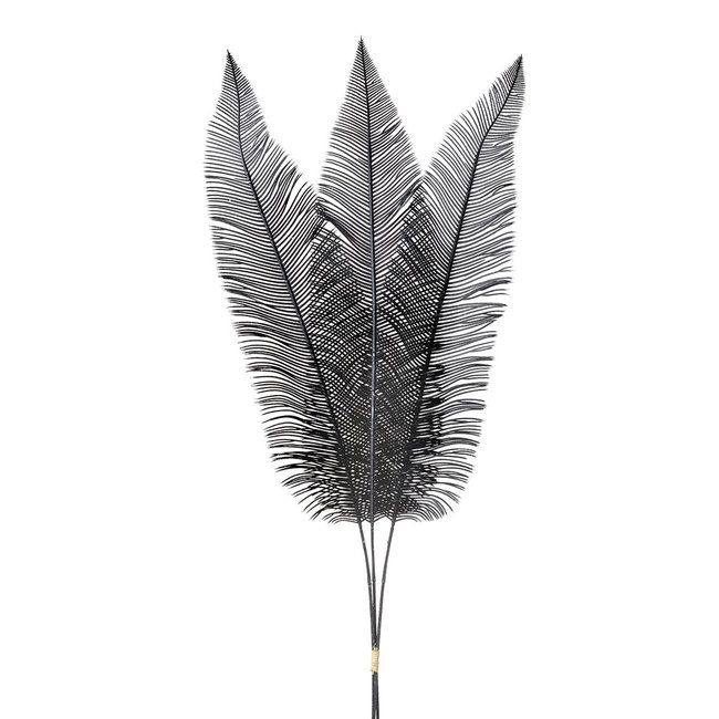 Light en Living Ornament 3 bladeren 14x0,5x89 cm  FERN zwart