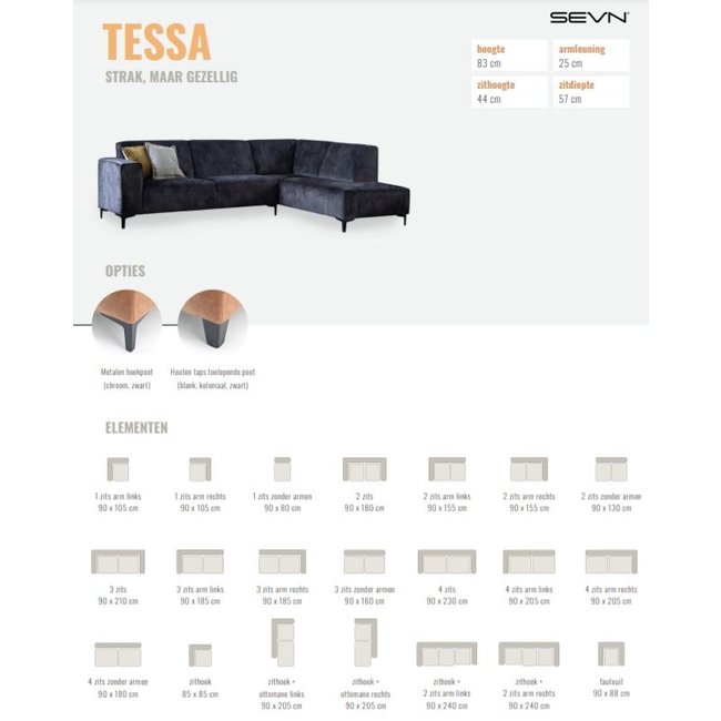 Sevn Bank Tessa - Vele opstellingen en kleuren mogelijk