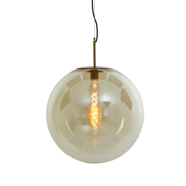 Light en Living Hanglamp Medina antiek  brons + glas amber - 2 maten
