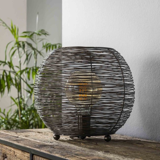 WoonStijl Tafellamp Ø35 web L Zwart Nikkel