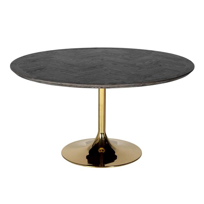 Richmond Interiors  Eettafel Blackbone gold 140Ø (Black rustic)