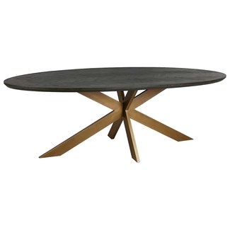 Richmond Interiors  Eettafel Blackbone Brass ovaal 230 (Black rustic)