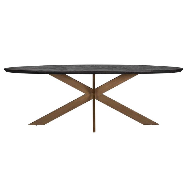 Richmond Interiors  Eettafel Blackbone Brass ovaal 230 (Black rustic)