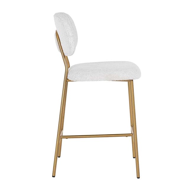 Richmond Interiors  Counterstoel Xenia White Bouclé / Brushed Gold (Copenhagen 900 Bouclé White)