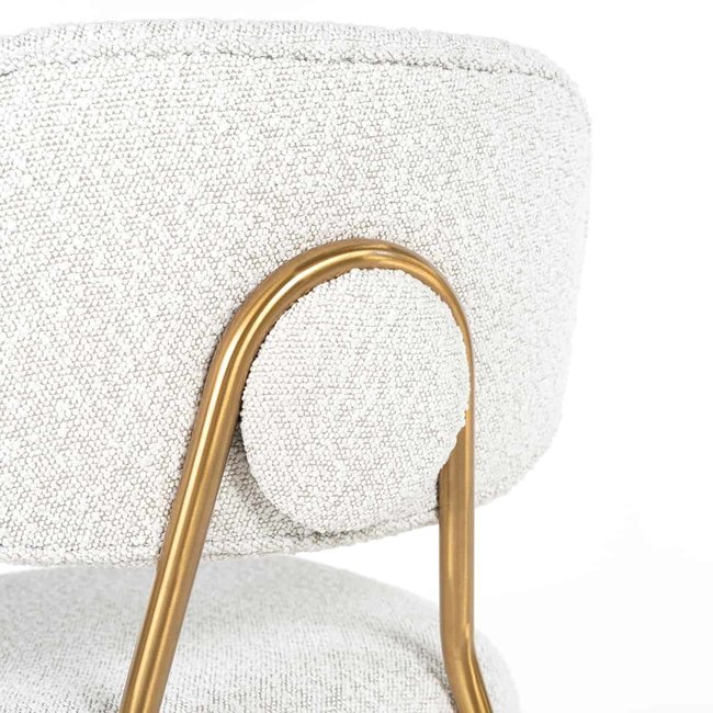 Richmond Interiors  Counterstoel Xenia White Bouclé / Brushed Gold (Copenhagen 900 Bouclé White)