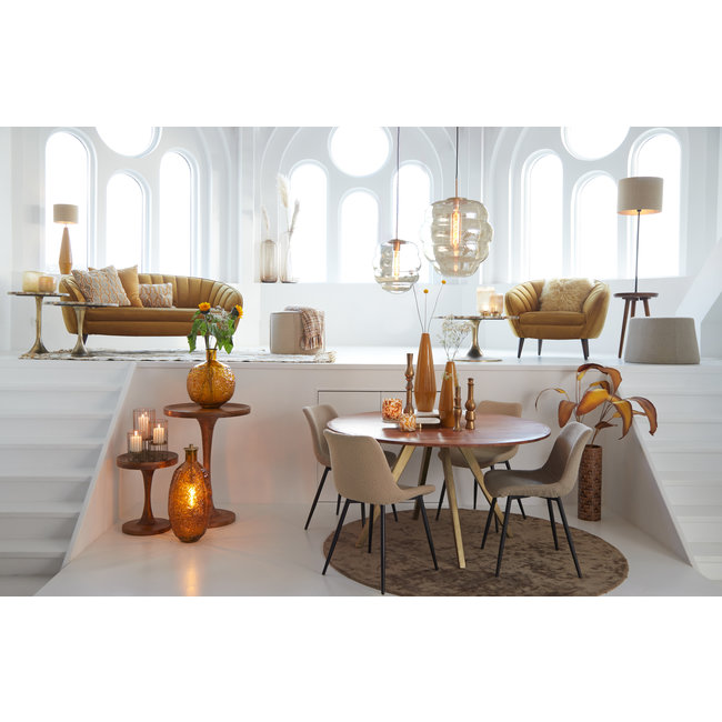 Light en Living Hanglamp MISTY goud+glas  amber goud - 2 maten