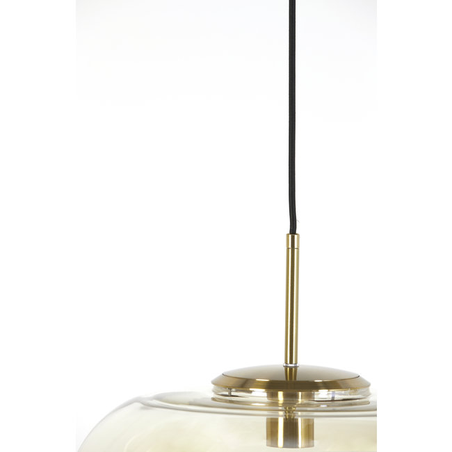 Light en Living Hanglamp MISTY goud+glas  amber goud - 2 maten