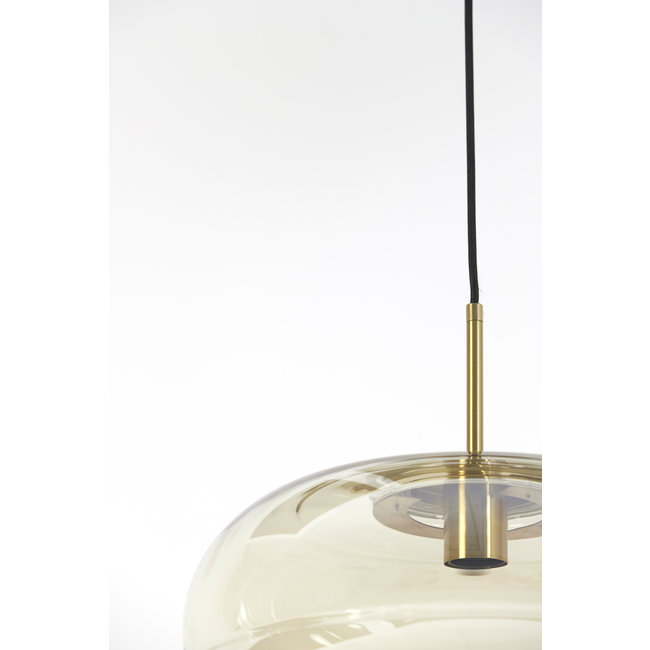 Light en Living Hanglamp MISTY goud+glas  amber goud - 2 maten