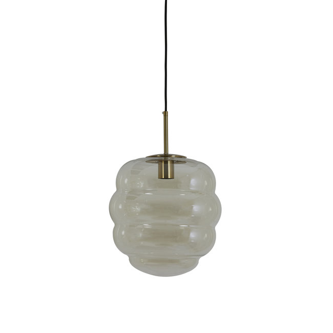 Light en Living Hanglamp MISTY goud+glas  amber goud - 2 maten