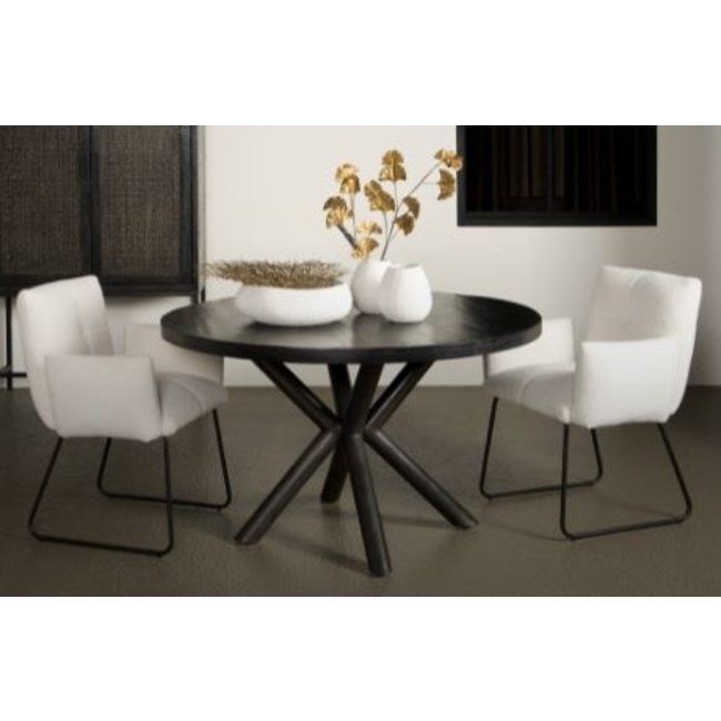 Tower Living Eettafel rond Selva mango zwart Ø 130 cm