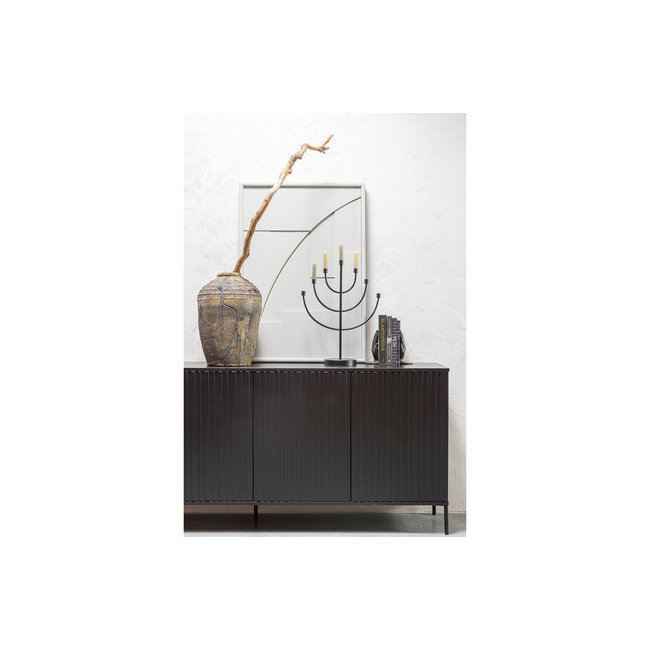 Woood New Gravure Dressoir 200 Cm Grenen Zwart [fsc]