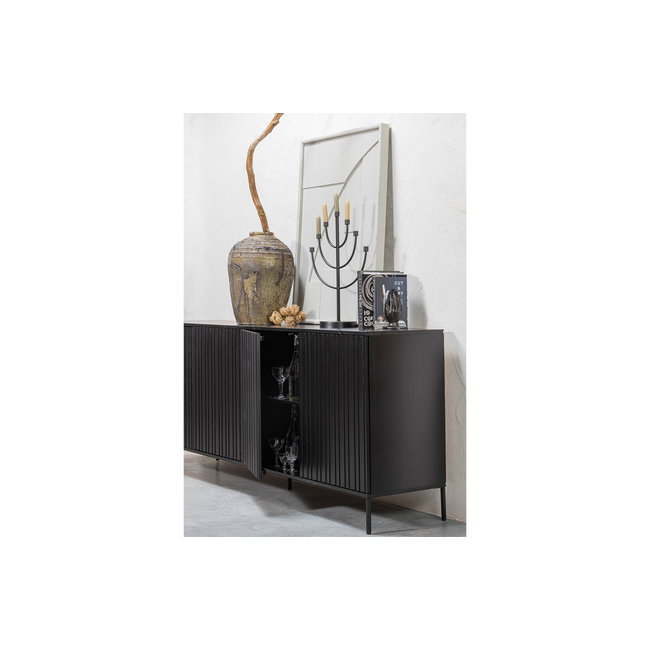 Woood New Gravure Dressoir 200 Cm Grenen Zwart [fsc]