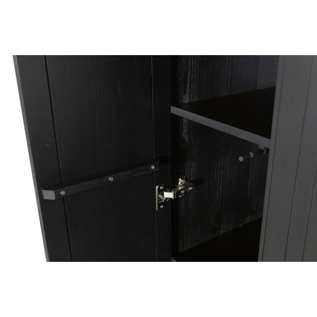 Woood New Gravure Hoge Kast Met Lade Grenen Zwart [fsc]