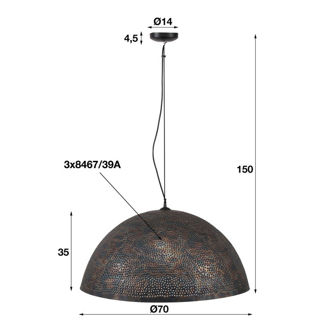 WoonStijl Hanglamp Ø70 Punch