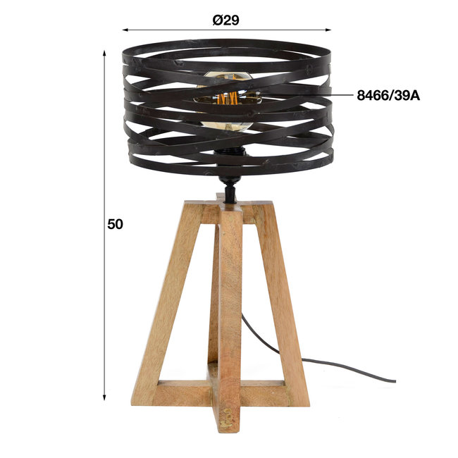 WoonStijl Tafellamp twist houten kruisframe / Slate grey