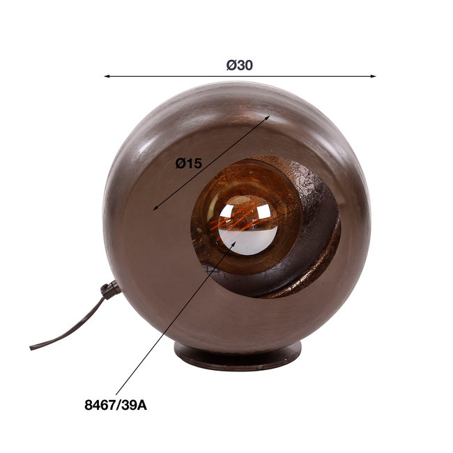 WoonStijl Tafellamp Ø30 Try Zwart Nikkel