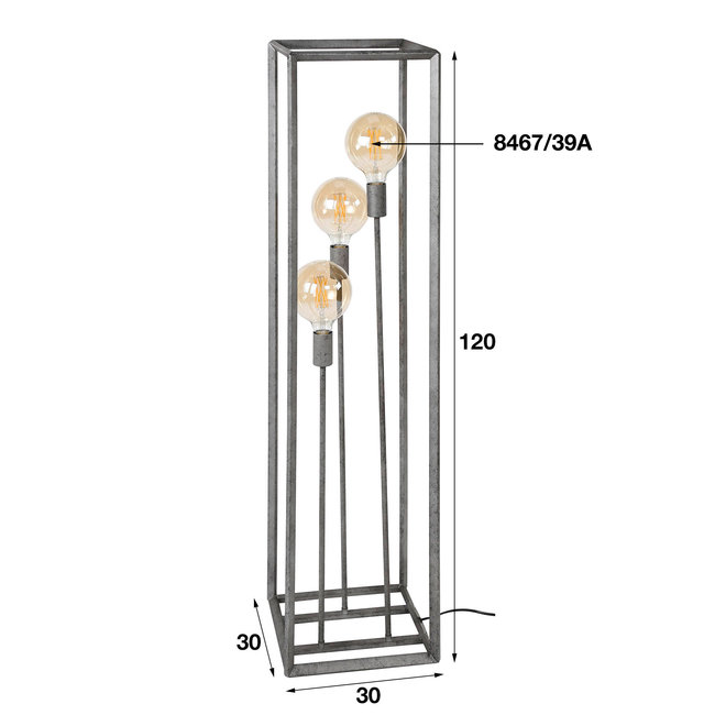 WoonStijl Vloerlamp 3L 45 graden buis
