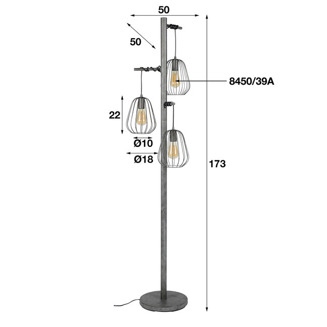 WoonStijl Vloerlamp 3L Lampoon