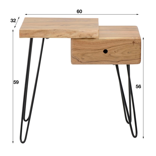 WoonStijl Sidetable / nachtkastje live edge links