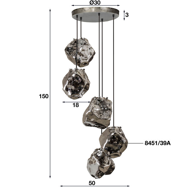 WoonStijl Hanglamp 5L rock getrapt