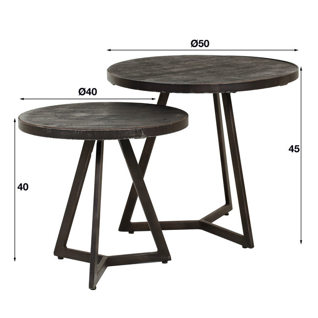 WoonStijl Bijzettafel set van 2 Yucon black