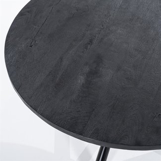 Eleonora Eettafel rond met kruispoot 150x150 - zwart