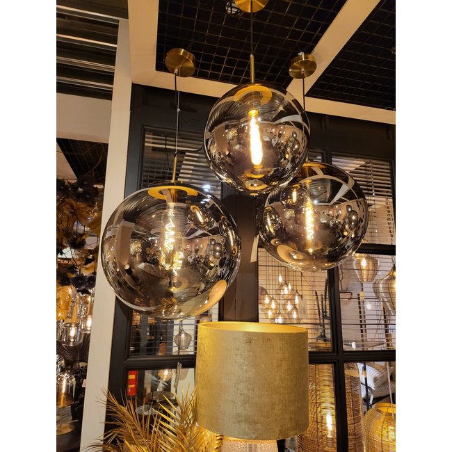 Light en Living Hanglamp MEDINA antiek  brons+glas smoke 2 maten