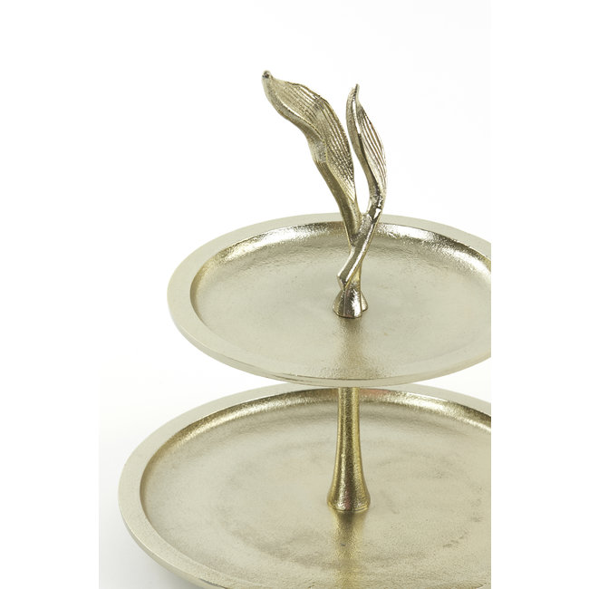 Light en Living Etagere 2 laags FOGLIA goud - 2 laags