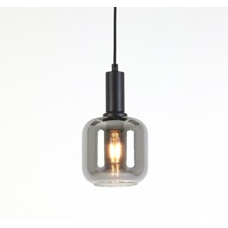 Light en Living Hanglamp Ø21x37 cm LEKAR zwart+smoke glas