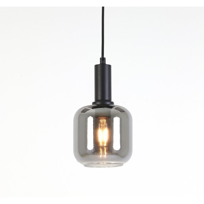 Light en Living Hanglamp Ø21x37 cm LEKAR zwart+smoke glas