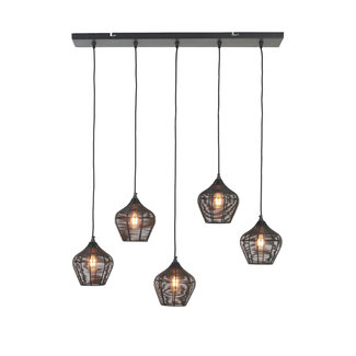 Light en Living Hanglamp 5L 100x20x122 cm ALVARO mat zwart