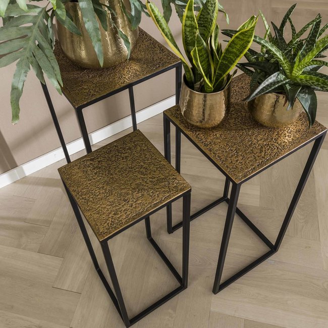 WoonStijl Bloemenzuil set van 3 iron metallic