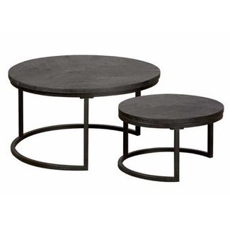Tower Living Salontafel set van 2 Viola rond 70/55 – zwart