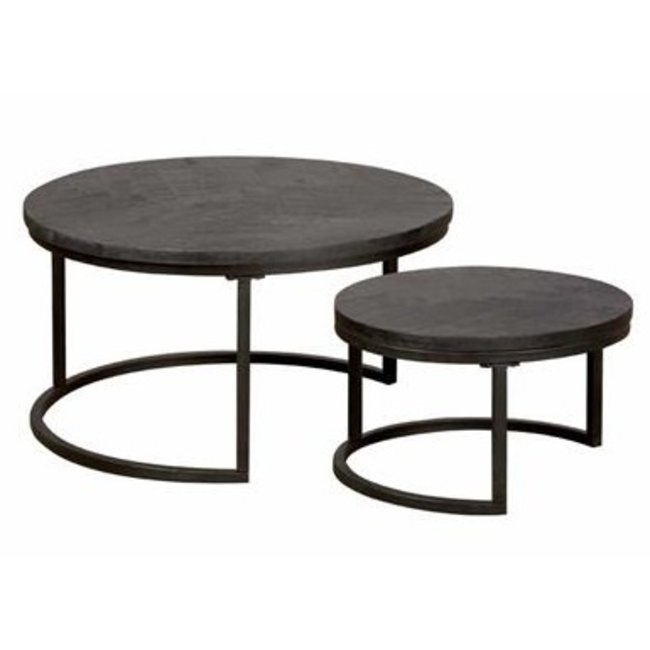 Tower Living Salontafel set van 2 Viola rond 70/55 – zwart