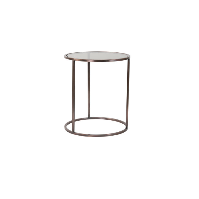 Light en Living Bijzettafel set van 2 DUARTE glas bruin+antiek koper
