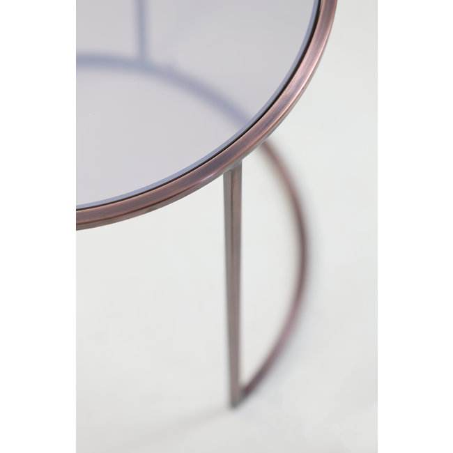 Light en Living Bijzettafel set van 2 DUARTE glas bruin+antiek koper