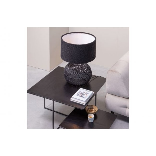 Woood Lampvoet Macy Rattan Look zwart