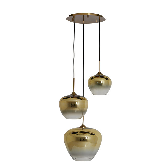 Light en Living Hanglamp 3L Ø40x160 cm MAYSON glas  goud-helder+goud