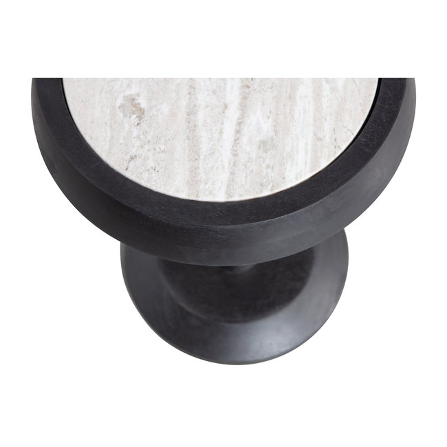 Woood Nanne Bijzettafel Mango Hout Zwart Met Marmer Top