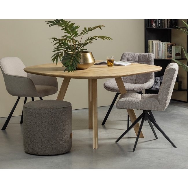 Woood Eettafelstoel Vinny Draaistoel Bouclé Zand