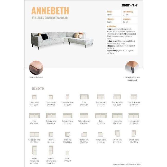 Sevn Bank Annebeth - Vele opstellingen en kleuren mogelijk