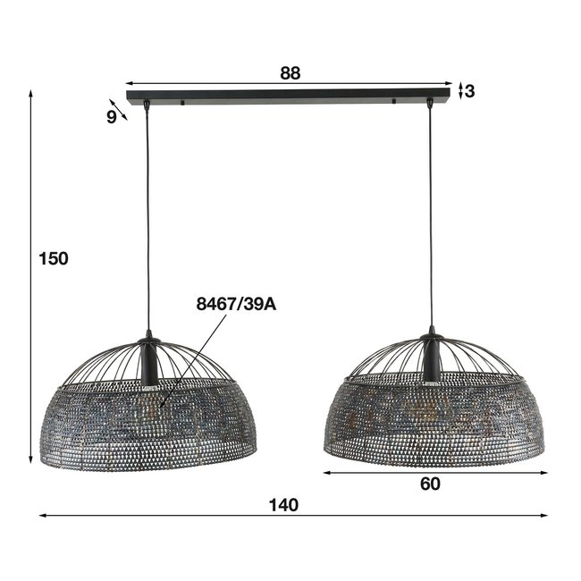 WoonStijl Hanglamp 2L armor Ø60