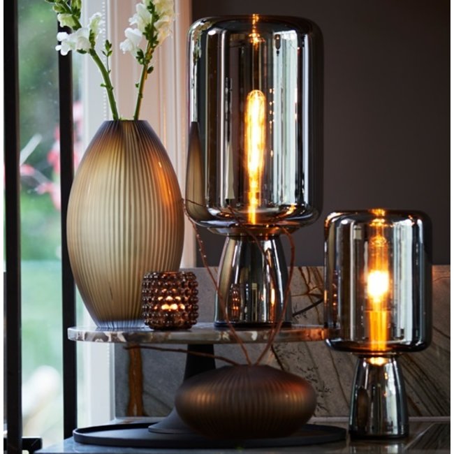 Light & Living Tafellamp Ø16x32 cm LOTTA glas  smoke+goud