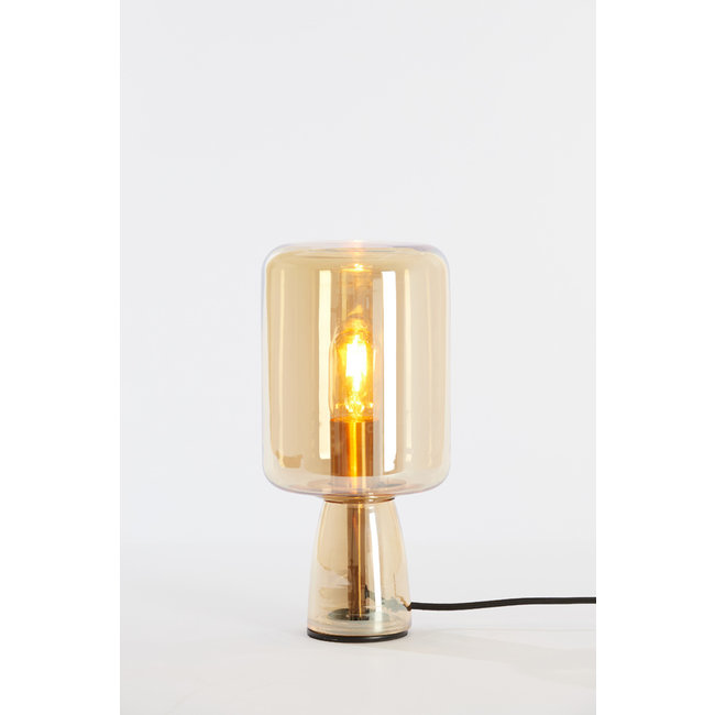 Light en Living Tafellamp LOTTA glas  amber+goud Ø16X32 cm