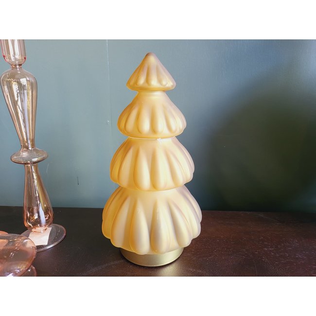 Light en Living Tafellamp LED Ø15x28 cm TREE glas mat  okergeel