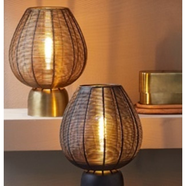 Light en Living Tafellamp Suneko antiek brons - Ø 25 x 34 cm