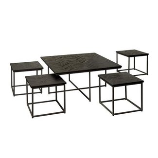 Tower Living Salontafel set van 5 Via – Gerecycled teak black