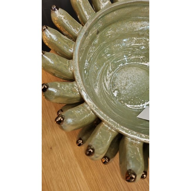 Light en Living Schaal Ø34x15 cm ZITA keramiek groen  parelmoer