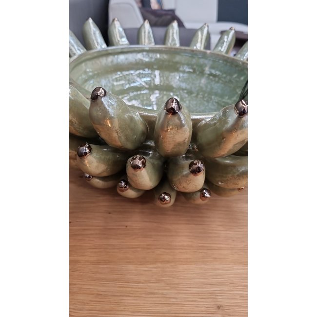 Light en Living Schaal Ø34x15 cm ZITA keramiek groen  parelmoer